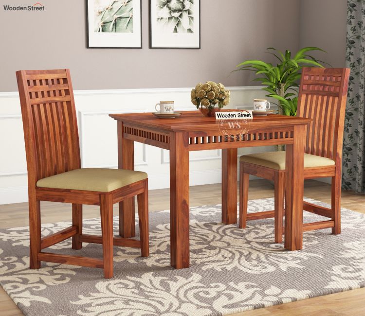 Adolph 2 Seater Dining Set (Honey Finish) Two seater dining table sets in Mumbai, Pune, Bangalore, Kolkata
