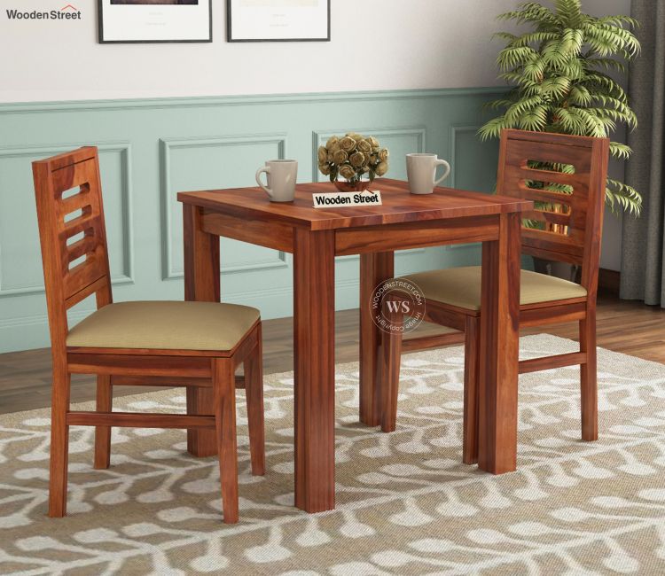 Janet 2 Seater Dining Set (Honey Finish) Square Two Seater Dining Set in Honey finish (Brown)