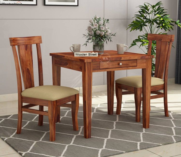 Mcbeth Storage 2 Seater Dining Table Set (Honey Finish) Two Seater dining table sets in India