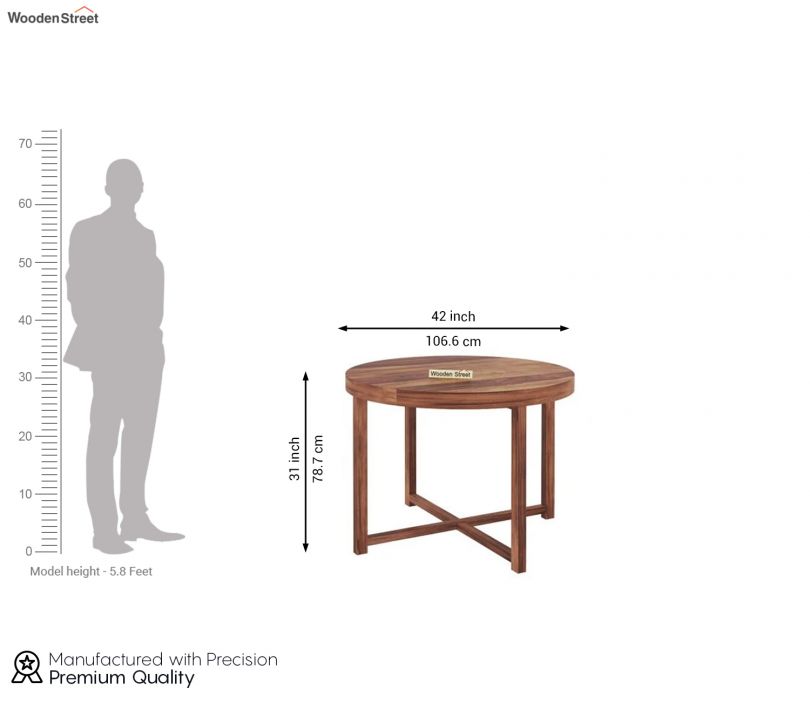 Dimension Image 1 - Alvan 4 Seater Round Dining Set (Honey Finish)