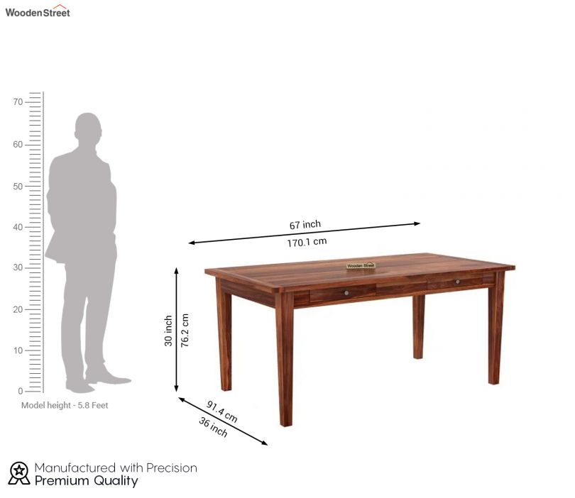 Dimension Image 1 - Mcbeth Storage 6 Seater Dining Table Set With Bench (Honey Finish)