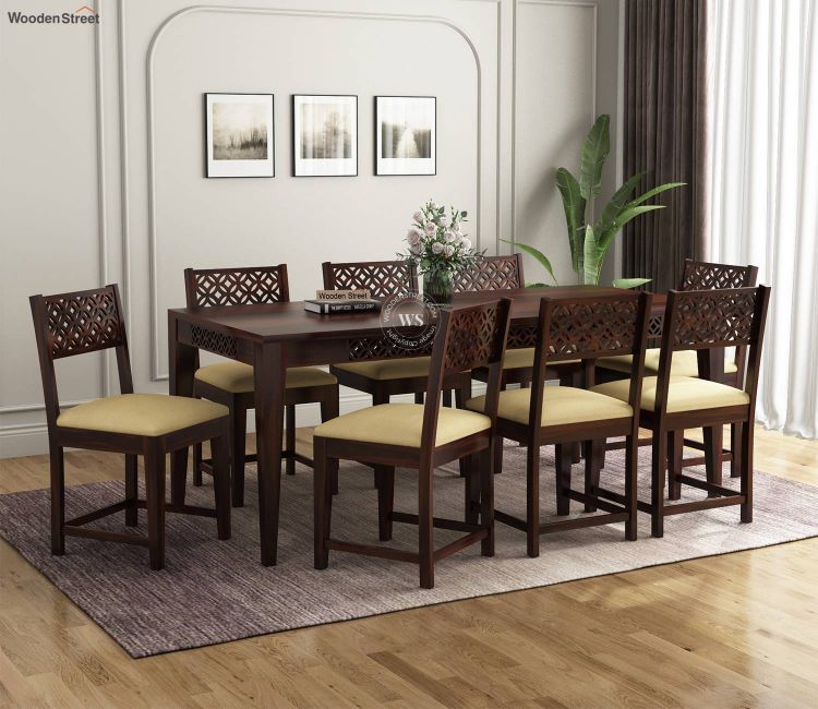 Cambrey 8 Seater Dining Set In Walnut Finish