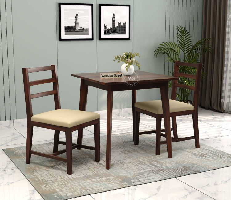 Calabria Sheesham Wood Dining Set 2 Seater (Walnut Finish) Adolph 2 Seater Dining Set (Walnut Finish)