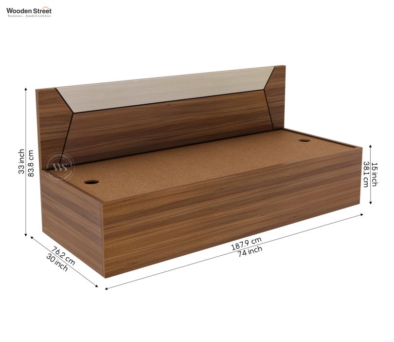 Dimension Image 2 - Carmen Backrest Storage Divan With Mattress (Exotic Teak Finish)