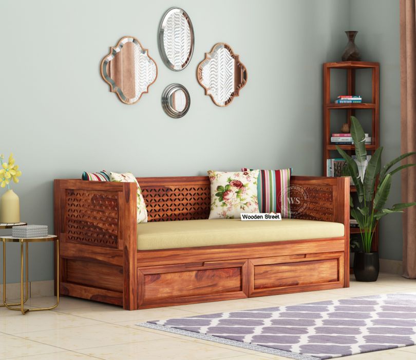 Front Image 1 - Angelica Storage Divan With Mattress (Honey Finish)