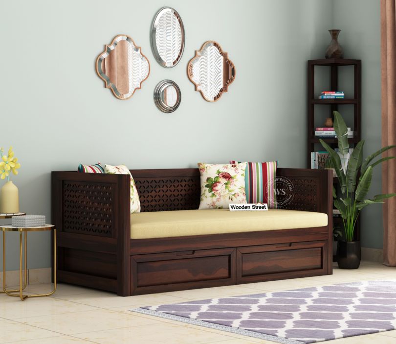Front Image 1 - Angelica Storage Divan With Mattress (Walnut Finish)