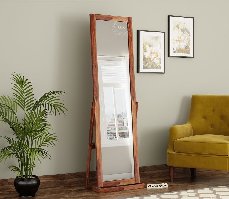Walter Sheesham Wood Full Length Dressing Mirror (Honey Finish) Walter Sheesham Wood Full Length Dressing Mirror in Honey Finish