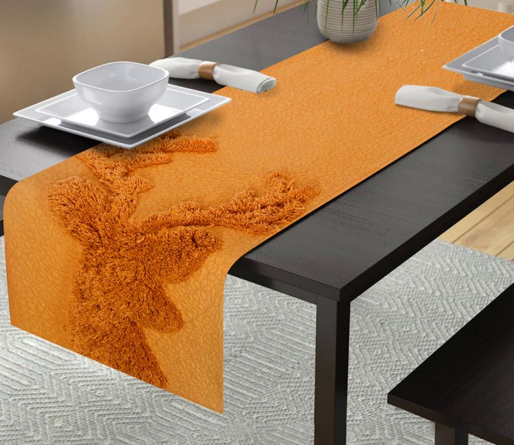 Cotton Animal Tufted Table Runner (Orange, 72 x 14 Inch) Buy Table linen online at best price