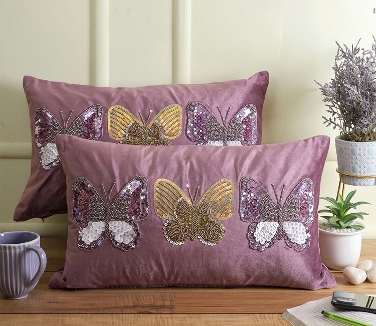 Pillow Cover Purple Butterfly Pillow Buy Embroidered Velvet