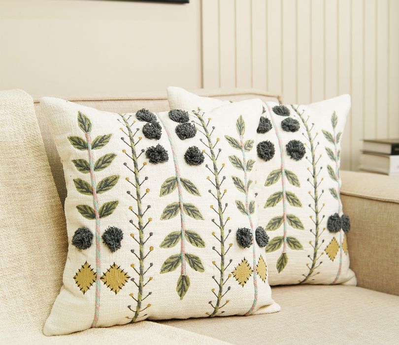 Embroidered Cushion Pillow Cover Buy Online Buy Embroidered Cotton