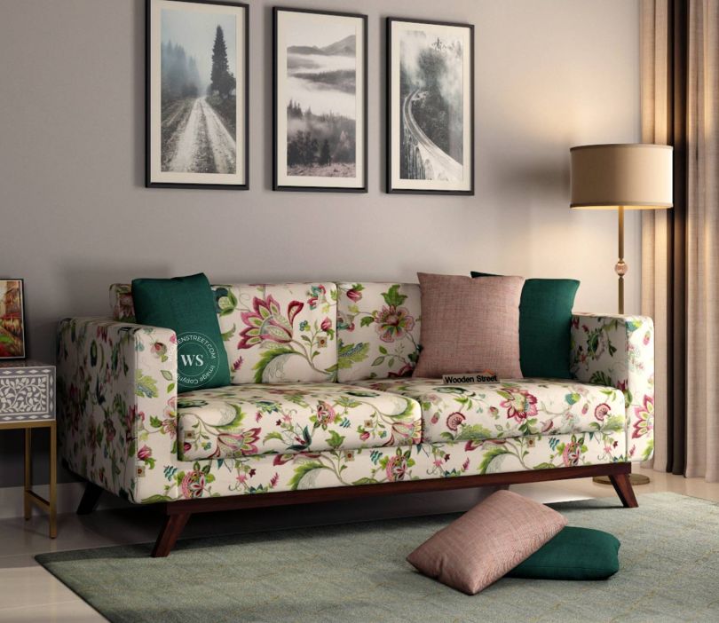 Front Image 1 - Casper 3 Seater Sofa (Cotton, Rose Vineyard)