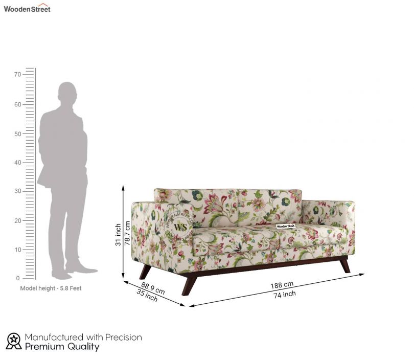 Dimension Image 1 - Casper 3 Seater Sofa (Cotton, Rose Vineyard)