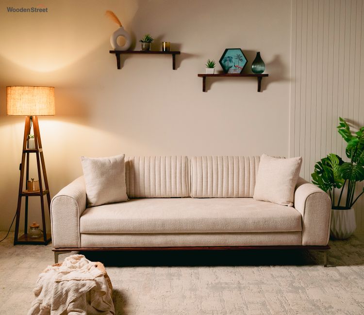 Lorenz 3 Seater Lounger Sofa With Tilt Adjust Headrest (Cotton, Jade Ivory) buy 3 Seater Velvet Fabric Sofa Set online price