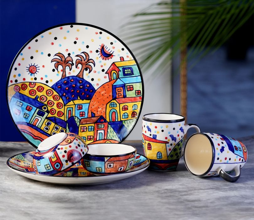 Pottery Hand Painted Dinner Plates Hand-painted Cactus Ceramic