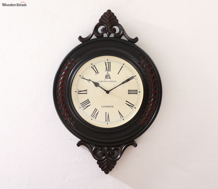 Flint Hand Carved 40cm Analog Wooden Wall Clock Design