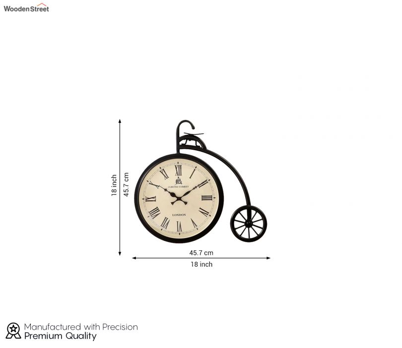 Dimension Image 1 - Miller Cycle Shaped Analog Metal Wall Clock
