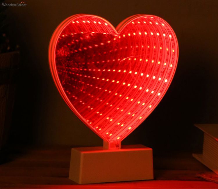 Heart shaped LED Lighting with Rose Tinted Mirror fairy lights | buy fairy lights online | fairy lights for bedroom