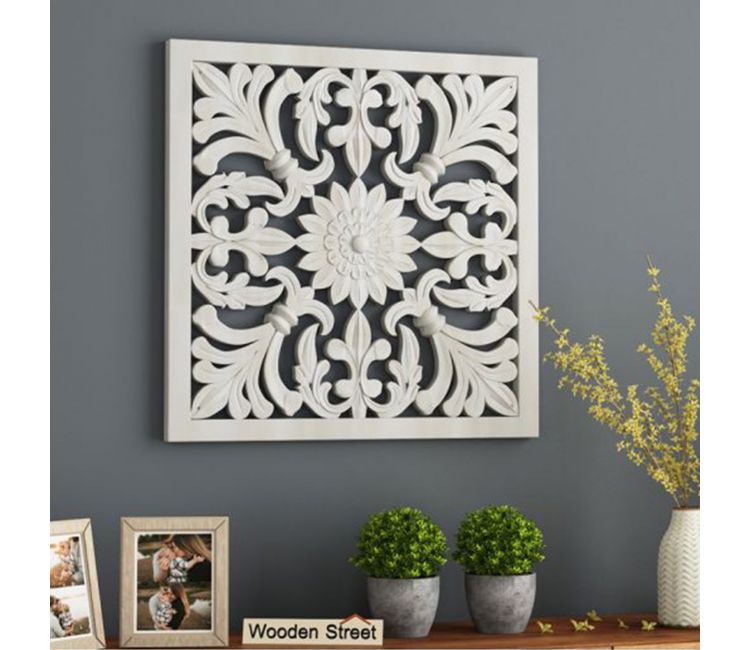 Marie Wall Panel without Glass (White Finish, 24 x 24) Marie Wall Panel without Glass | wooden wall panels online from wooden street