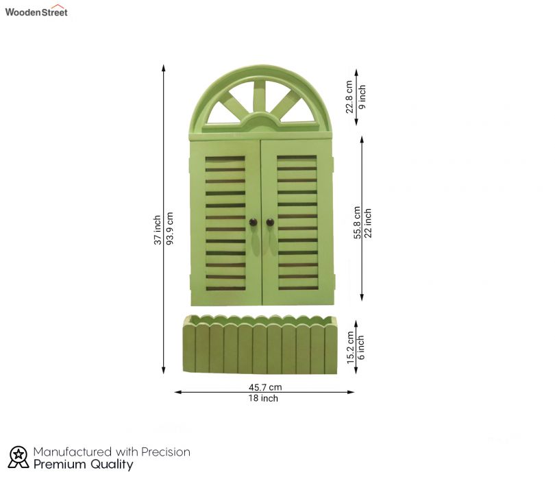 Dimension Image 1 - Pinot Wooden Window Frame (Distress Pista Green)