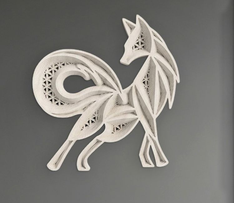 White Crafty Fox Wooden Wall Art White Crafty Fox Wooden Wall Art