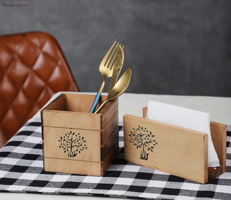 Wooden Cutlery Holder Fork And Spoon Napkin Holder Buy Small Teak