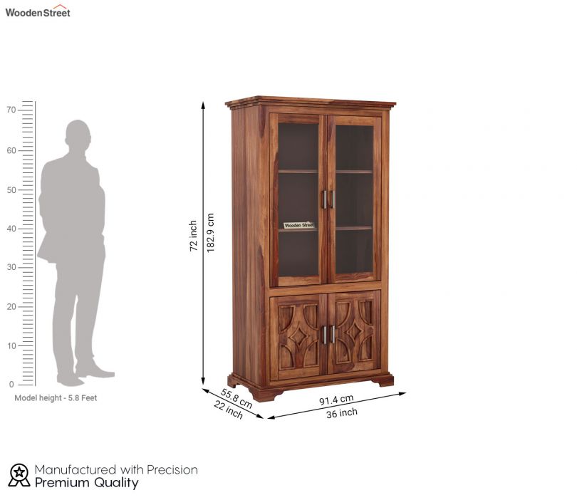 Dimension Image 1 - Martin Double Door Crockery Unit (Honey Finish)