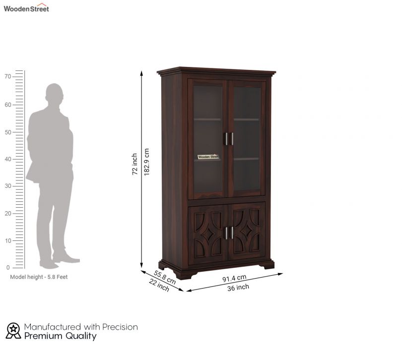 Dimension Image 1 - Martin Double Door Crockery Unit (Walnut Finish)