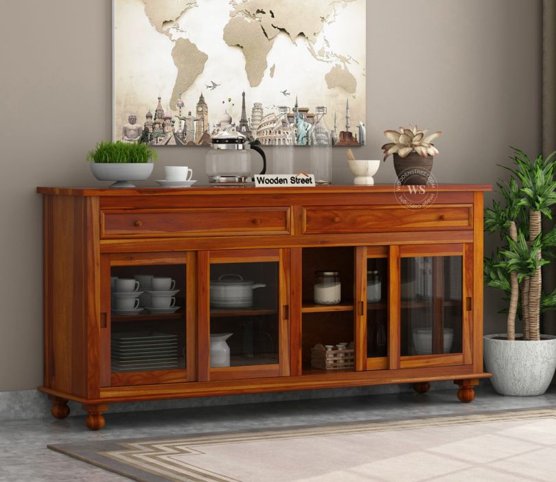 Front Image 1 - Pryce Kitchen Cabinet (Honey Finish)