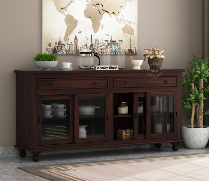 Front Image 1 - Pryce Kitchen Cabinet (Walnut Finish)