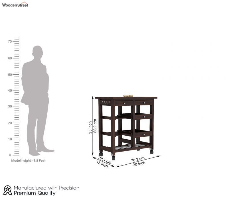 Dimension Image 1 - Kansis Kitchen Trolley (Walnut Finish)