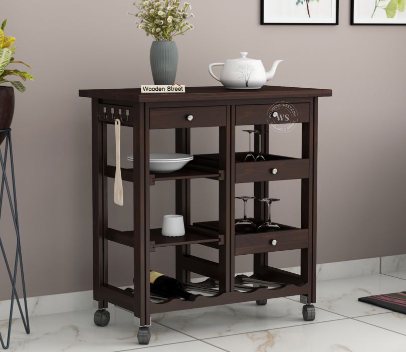 Front Image 1 - Kansis Kitchen Trolley (Walnut Finish)
