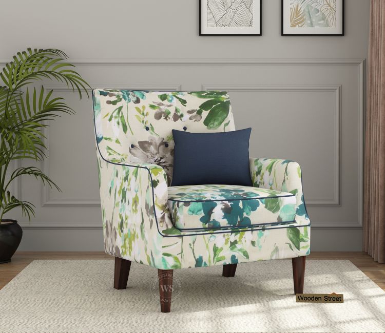 Adoree Lounge Chair (Aqua Flower) Wing Chair Design - Adoree Lounge Chairs for Living Room