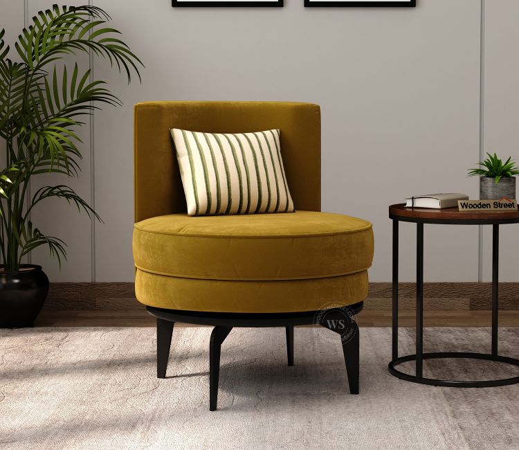 Alicia 360-degree Revolving Lounge Chair (Velvet, Chestnut Brown) Wing Chairs For Living Room - Alicia 360-degree Revolving Lounge Chairs Online