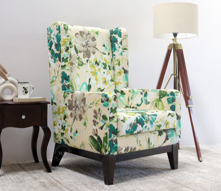 Joan Lounge Chair (Cotton, Aqua Flower) Living Room Chair Design - Joan Lounge Chair for Living Room