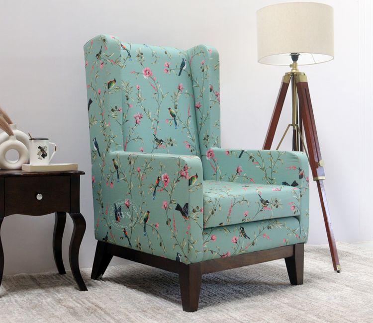 Joan Wingback Chair (Cotton, Bubble Robins) Wing Chairs For Living Room - Joan Wingback Chair (Cotton, Bubble Robins)