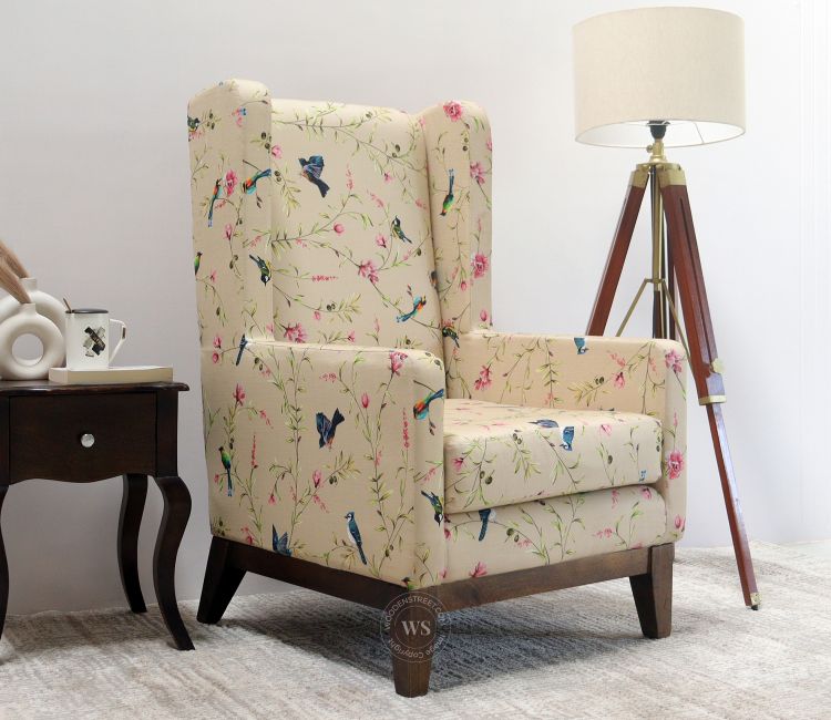 Joan Lounge Chair (Cotton, Cream Robins) Accent Chairs For Living Room - Joan Lounge Chair (Cotton, Cream Robins)