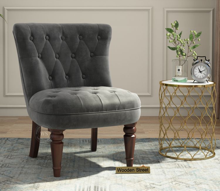 Thrace Wing Chair (Velvet, Graphite Grey) Buy lounge chair online india | Buy Wing Chair