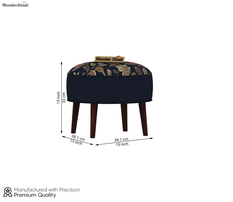 Dimension Image 1 - Fauna Ottoman (Indigo Ink, Dusky Leaf)