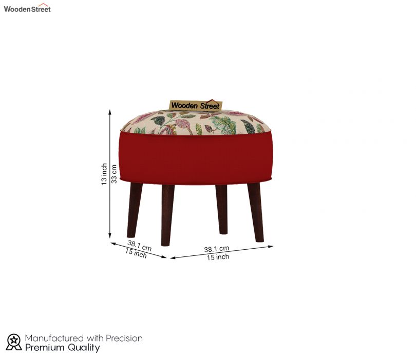 Dimension Image 1 - Fauna Ottoman (Dusky Rose, Rosy Leaf)