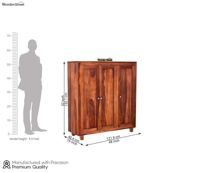 Dimension Image 1 - Ruben Sheesham Wood Shoe Cabinet With 32 Pair Capacity (Honey Finish)