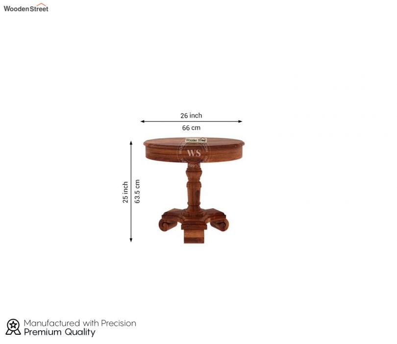 Dimension Image 1 - Dome Sheesham Wood Round Side Table (Honey Finish)