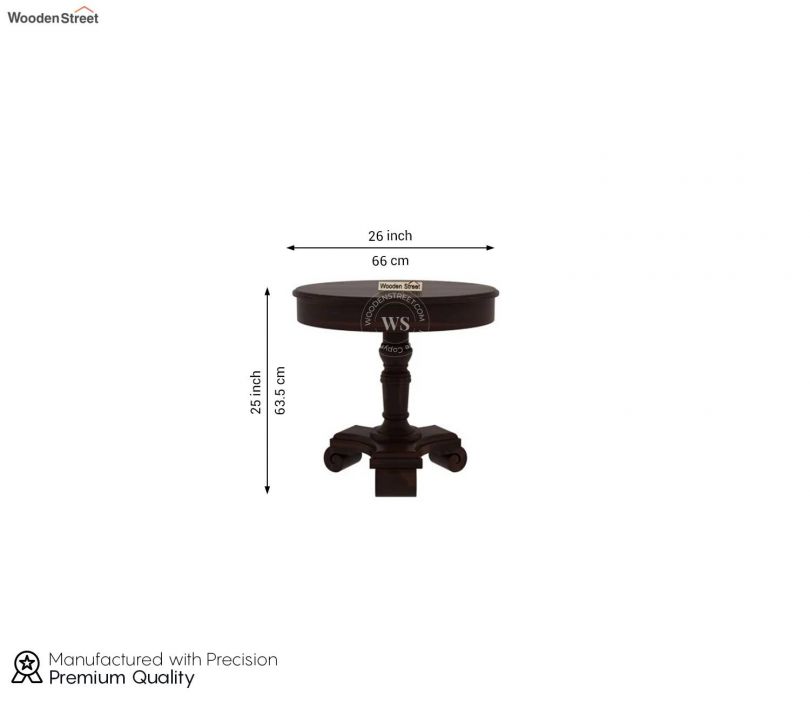 Dimension Image 1 - Dome Sheesham Wood Round Side Table (Walnut Finish)