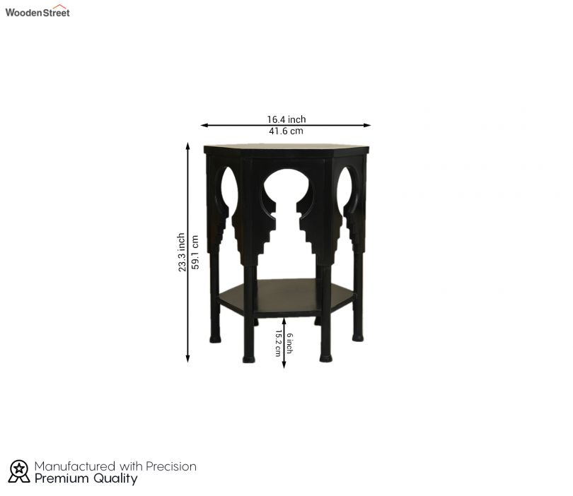 Dimension Image 1 - Samiha Sheesham Wood Carved Side End Table (Black Finish)