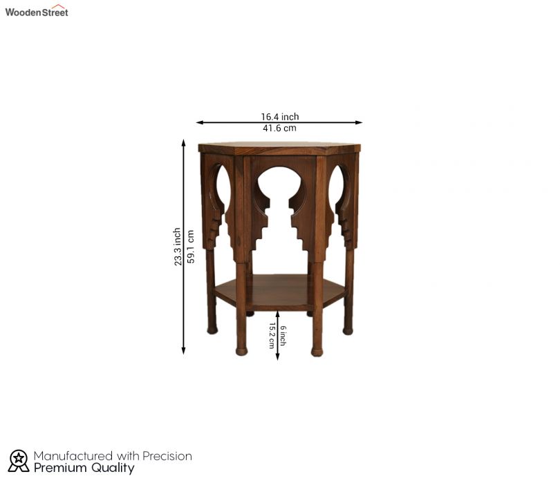 Dimension Image 1 - Samiha Sheesham Wood Carved Side End Table (Teak Finish)