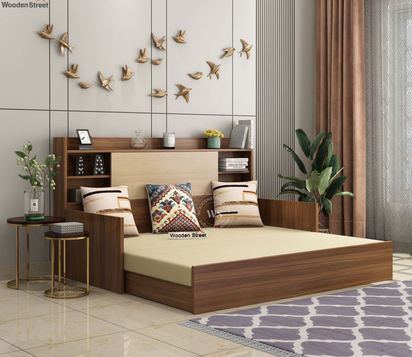 Front Image 1 - Nectar Sofa Cum Bed With Box Storage (King Size, Exotic Teak Finish)