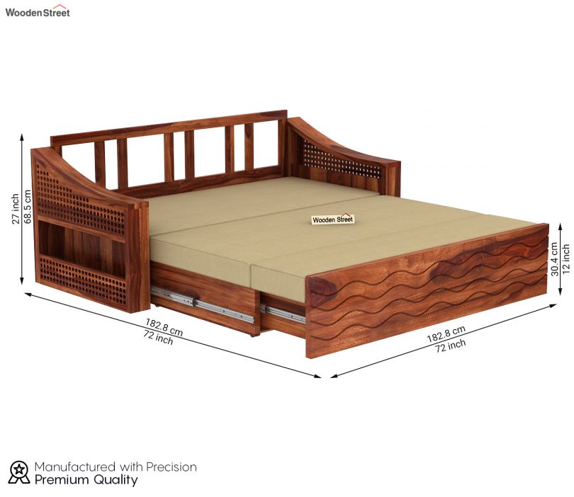 Dimension Image 1 - Thar Sofa Cum Bed (King Size, Honey Finish)
