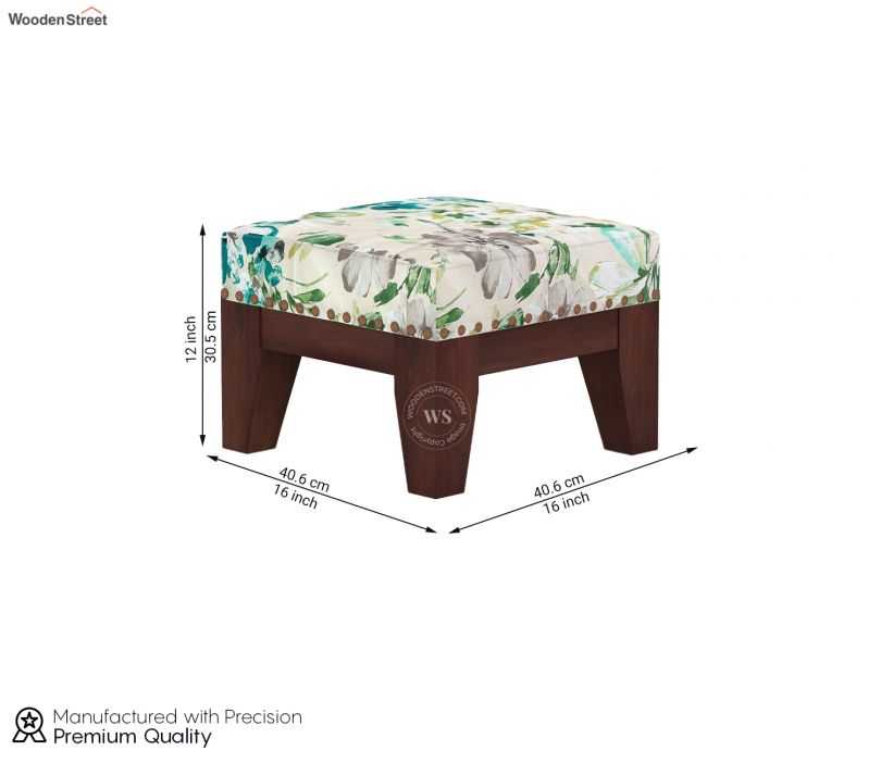 Dimension Image 1 - Ditor Stool (Walnut Finish, Aqua Flower)