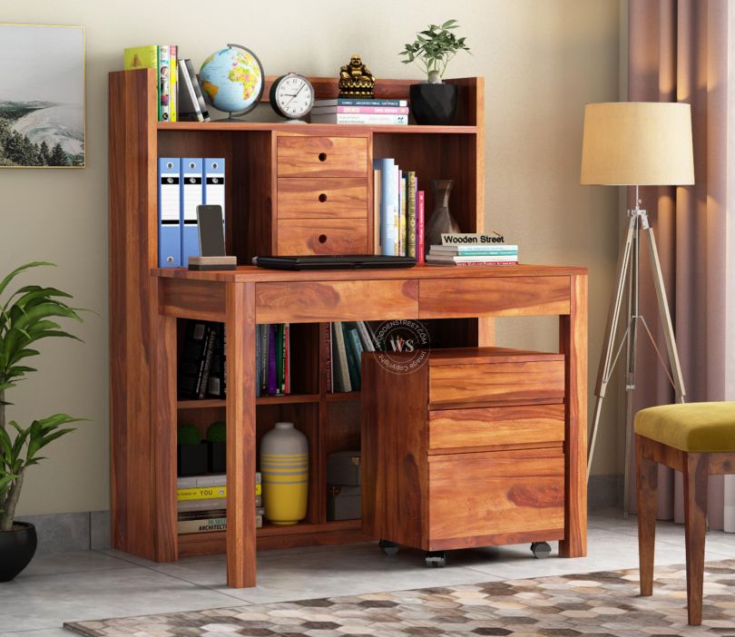 Front Image 1 - Frodo Study Table Cum Shelf (Honey Finish)