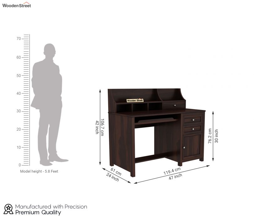Dimension Image 1 - Nettle Office Table Cum Shelf (Walnut Finish)