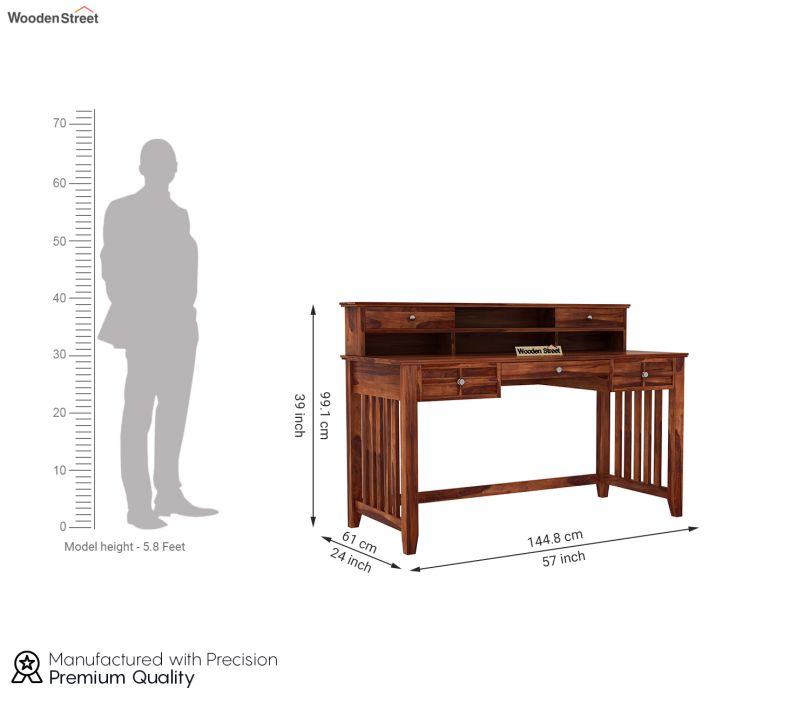 Dimension Image 1 - Wallace Computer Table With Drawers (Honey Finish)
